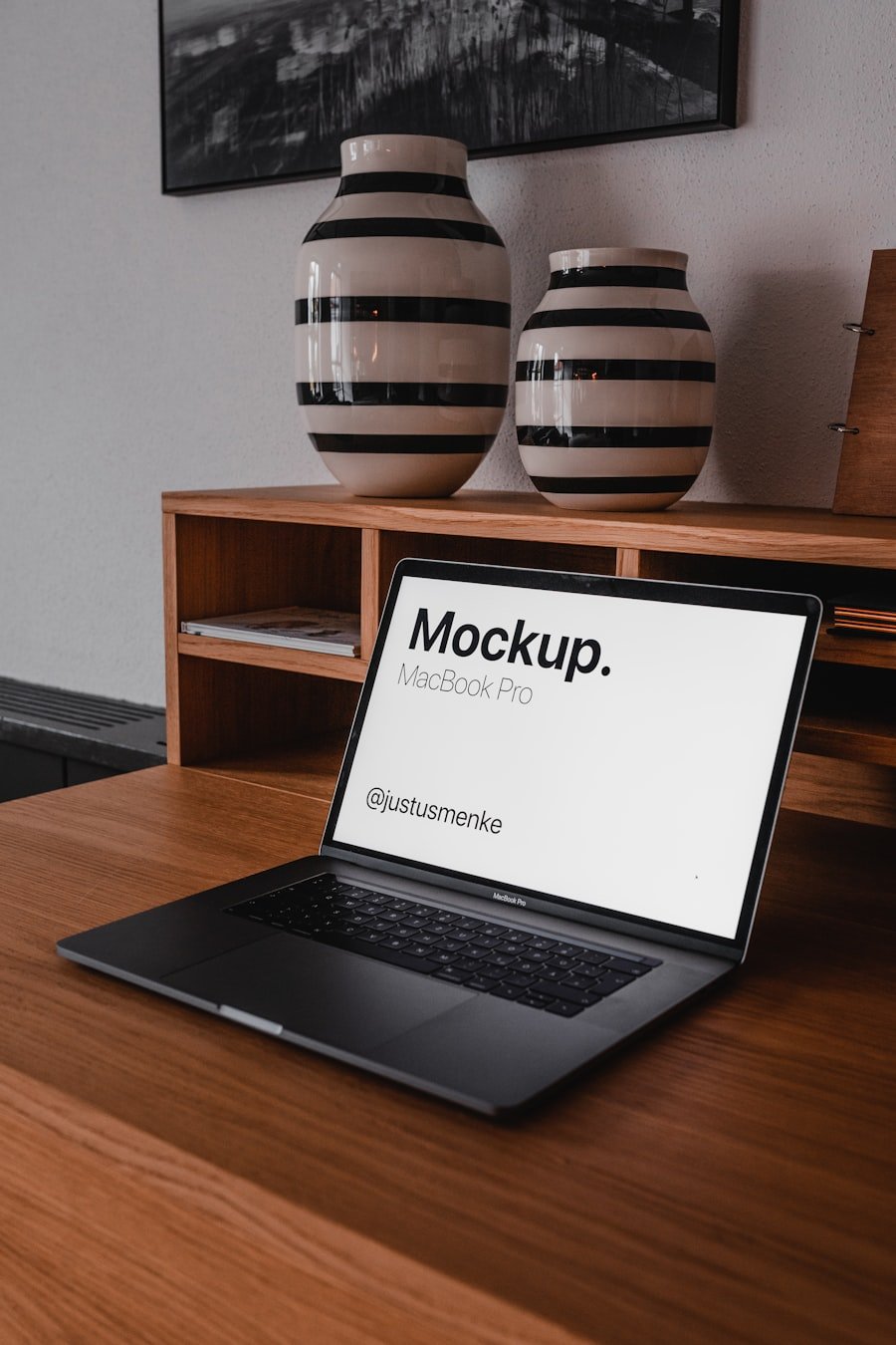 Free website mockup shown on a laptop screen